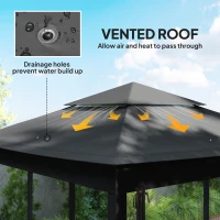 Outsunny 3 x 3(m) Pop Up Gazebo, Double-roof Garden Tent with Netting and Carry Bag, Party Event Shelter, Black(m-5)