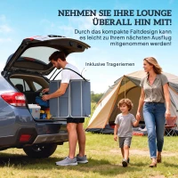 Outsunny Gartenliege, Liegestuhl mit gepolsterter Gesichtsöffnung, Massage-Liege für draußen, Seitentasche, Stoff, Metall, Grau(m-7)