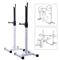 HOMCOM Stockage/support de musculation entrainement pour barre longue haltère charge max. 150 Kg(m-4)