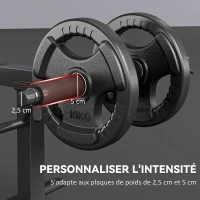 HOMCOM Presse à mollets - poste cuisses et mollets - banc de musculation réglable acier renforcé noir(m-4)