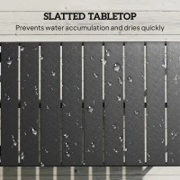 Outsunny Stolik kawowy na zewnątrz, prostokątny metalowy stolik patio z lamelowym blatem, odporny na warunki atmosferyczne(m-5)