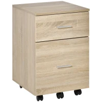 HOMCOM Cajonera de Escritorio con 2 Cajones Ruedas Archivador Móvil para Archivos A4 o Cartas 39,5x39x58,5 cm Roble(m-10)