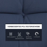 Outsunny 4er-Set Sitzkissen, 150x50 cm wasserabweisend Stuhlkissen mit Bindebänder, 10cm dick Marineblau(m-4)