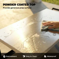 Outsunny Outdoor Grill Cart with Stainless Steel Tabletop for Kitchen Prep, Two-Tier Pizza Oven Stand on Wheels, Black(m-4)