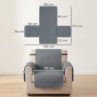 PawHut Waterproof Sofa Cover, Soft Couch Cover for Dogs Cats Pets, Non Slip Sofa Slipcoevr with Elastic Straps(m-3)