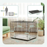 PawHut Gaiola Dobrável para Cães Pequenos com Almofada Portas Bandeja Removível e Estrutura Metálica 75x48,5x53 cm Preto e Bege(m-3)