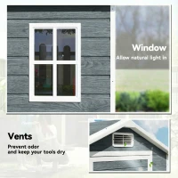 Outsunny Domek ogrodowy 1,1 m² z wyglądem drewna, okno, dwuspadowy dach, wentylacja, podłoga, zamek, rękawice, szary(m-5)