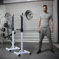 HOMCOM Stockage/support de musculation entrainement pour barre longue haltère charge max. 150 Kg(m-8)