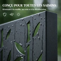 Outsunny Panneau Brise Vue décoratif Extérieur Claustra Décoratif Jardin 3 Panneaux à motif Bambou métal 92x40x192cm Noir(m-7)
