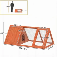 PawHut Rabbit Hutch, Wooden Guinea Pig Hutch with Run and Doors, Outdoor Triangle Bunny House for Rabbits,Duck and Chicken(m-3)