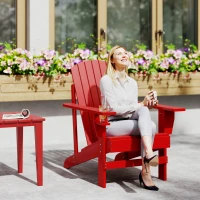 Outsunny Fauteuil de jardin Adirondack grand confort porte-gobelet intégré bois de peuplier traité peint rouge(m-10)