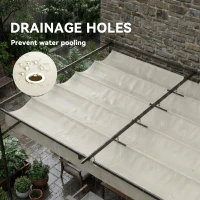 Outsunny Zadaszenie tarasowe Pergola ok. 4x3m z regulowanym dachem, montaż ścienny UV30+, kremowobiały(m-8)