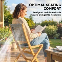 Outsunny Tuinstoelen Set van 2 FSC Klapstoel met Ademend Zitvlak van Massiefhout & Polyrattan(m-7)