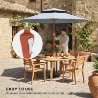 Outsunny 2.7 m Garden Parasol with Double Top Outdoor Market Table Umbrella with Crank System, Light Grey(m-4)