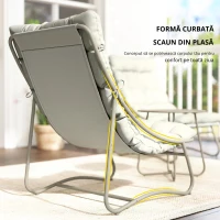 Outsunny Set de grădină 3 piese cu 2 scaune lounge, masă de cafea și perne pentru exterior, patio, balcon, Gri deschis(m-6)