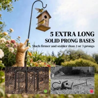 Outsunny Haki pasterskie 160cm, 2 sztuki haki z 5 zębami, uchwyt na lampy solarne, kosze na rośliny, czarne(m-5)