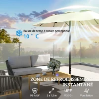 Outsunny Parasol de jardin extérieur parasol double face rectangulaire base et sacs de sable protection UV 50+ 295x148cm beige(m-5)