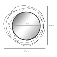 HOMCOM Miroir rond en métal filaire noir, décoration style moderne, diamètre Φ65 cm(m-3)