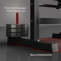 HOMCOM Banco de Musculación con Soporte para Barra y Estación de Dips Carga 220 kg para Entrenamiento en Casa Gimnasio(m-7)