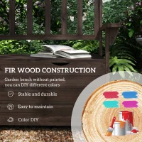 Outsunny Outdoor 2 Seater Garden Bench, Wooden Bench with Storage, Backrest, Arm Rests, 112 x 84 x 58 cm, Brown(m-5)