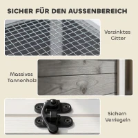 PawHut Schildpaddenhuis van hout met uitloop, hoofdhuis, kijkvenster, opklapbare bovenkant, 2 deuren, 113x106,5x44,5 cm Donkergrijs(m-6)