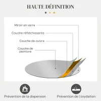 HOMCOM Miroir rond en métal filaire noir, décoration style moderne, diamètre Φ65 cm(m-6)