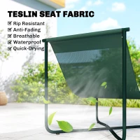 Outsunny Fotel Ogrodowy z Poduszką Oddychający Sling-Siedzisko Stalowa Rama na Taras i Ogród 76 x 92 x 76 cm Ciemnozielony(m-6)