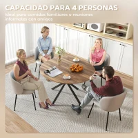 HOMCOM Mesa de Comedor Redonda para 4 Personas con Estructura de Acero Ø120x75 cm Marrón Oscuro(m-5)
