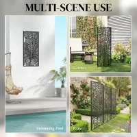 Outsunny Parawan 65 x 130 cm Wolnostojący Wiszący, Dekoracyjna Osłona z Metalu, Czarny(m-8)