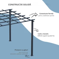 Outsunny Spalier Gradina Metal Negru 297×295×230 cm – Pentru Plante Catatoare(m-5)