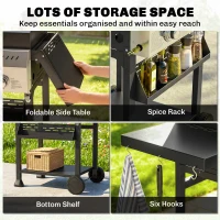 Outsunny Grill gazowy 9 kW 3 palniki BBQ wózek ze stali nierdzewnej ze składanymi półkami, uchwytem na przyprawy, dolną półką i 6 haczykami(m-7)