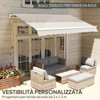 Outsunny Telo di Ricambio per Tenda Parasole Retrattile 3x2.5 m in Poliestere Anti UV 50+ Crema(m-4)