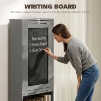 HOMCOM Folding Convertible Desk with Blackboard Multi-function Computer Office Workstation Side Shelf, Grey(m-6)