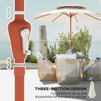 Outsunny 2.7 m Garden Parasol with Double Top Outdoor Market Table Umbrella with Crank System, Cream White(m-6)