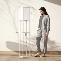 HOMCOM Lampadaire étagère Lampe étagère 26L x 26l x 160H cm 3 étagères 4 Niveaux MDF Blanc(m-3)