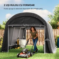 Outsunny /magazie de grădină cu prelata din plastic, cort pentru unelte, garaj montabil, 300B x 450T x 230H cm, Gri închis(m-5)