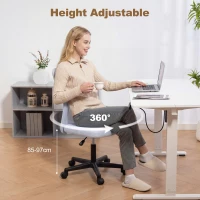 Vinsetto Mesh Office Chair Armless Swivel Executive Computer Desk Chair Adjustable Height Wheels White(m-5)