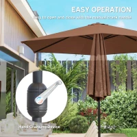 Outsunny 2.6 m Garden Parasol Umbrella with Aluminium Pole, Outdoor Patio Umbrella with Tilt and Crank, Vent, Coffee(m-4)