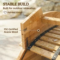 Outsunny Ligstoel van acaciahout inklapbaar ergonomisch tuinligstoel met S-vorm lattenontwerp 60 x 156 x 77 cm(m-6)
