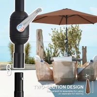 Outsunny 2.6 m Garden Parasol Umbrella with Aluminium Pole, Outdoor Patio Umbrella with Tilt and Crank, Vent, Coffee(m-7)