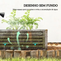 Outsunny Floreira Elevada Retangular de Aço Galvanizado para Cultivar Plantas Flores Relva 120x60x30,5 cm Cinzento(m-5)