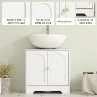 HOMCOM Mobile Sotto Lavabo Bagno a 2 Ante con Ripiano Regolabile su 3 Livelli, in Legno, 60x30x65 cm, Bianco(m-7)