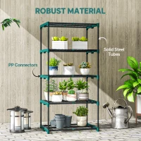 Outsunny 5-poziomowy stojak na rośliny, 138 cm wysoki regał na kwiaty, stalowy, ciemnozielony(m-6)