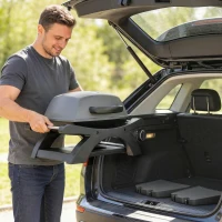 Outsunny Grill gazowy 3,3 kW Stołowy grill z 1 palnikiem składane boczne stoliki ruszty żeliwne wyjmowana taca na tłuszcz(m-8)