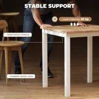 HOMCOM Stół z Drewna Kauczukowego dla do 4 Osób, Antypoślizgowe Podkładki, Drewno Naturalne(m-7)