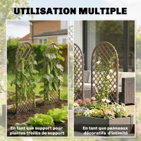 Outsunny Lot de 3 Treillis de jardin en osier tissé Panneau Arc pour Plantes grimpantes 43 x 2 x 112 cm, effet bois naturel(m-7)