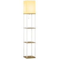 HOMCOM Lampadaire en bois design moderne 3 étagères douille E27 (ampoule non inclus) pour chambre salon bureau café hôtel blanc(m-1)
