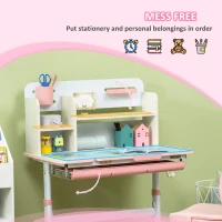 ZoneKiz Set Birou & Scaun Copii – Reglabil, Cu Raft pentru Studiu(m-6)