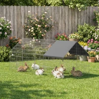 PawHut Rabbit Run with Protective Cover for  Small Animals, Chickens, Guinea Pigs, Tortoises, 180 x 75 x 75 cm, Black(m-2)