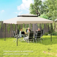 Outsunny Toldo de Substituição para Pérgola 400x300 cm com Duplo Teto e 8 Orifícios de Drenagem Bege(m-9)